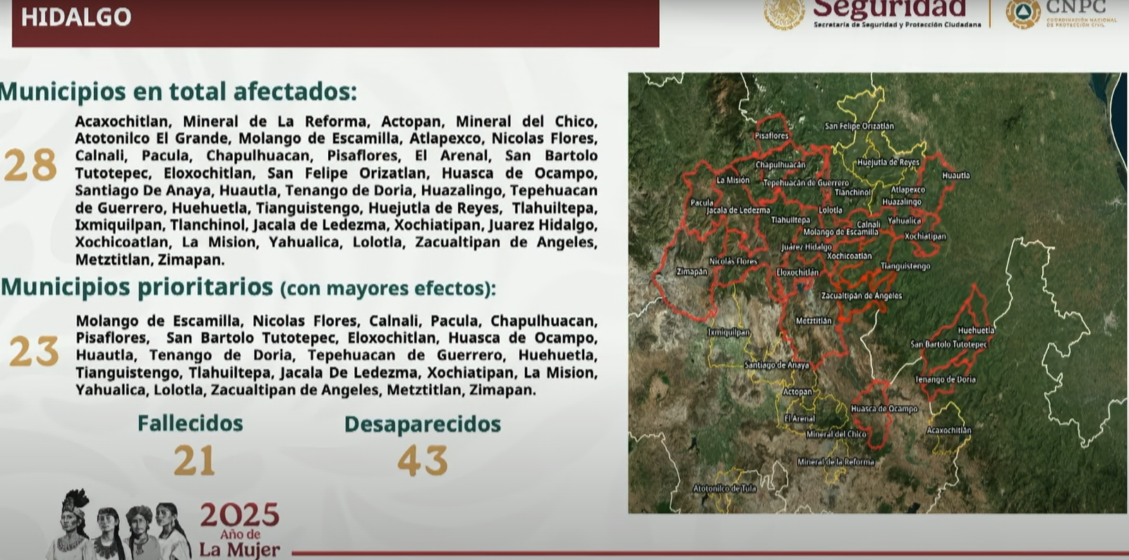 En Hidalgo, suman 21 muertes y 43 desaparecidos